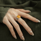 Hengjiuye DL 1998 Beeswax Ring Women's Chicken Oil Yellow Women's 2024 New Niche Light Luxury Feeling Beeswax Filigree Ring
