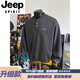 JEEP SPIRIT Henry collar sweatshirt men's spring and autumn hoodless American cleanfit bottoming shirt loose trendy long-sleeved T-shirt with spring dark gray upgraded model XL 130 to 145Jin Jin equals 0.5 kg can be worn