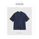 OSENS Men's Wear 21 Count 100% Natural Linen Vintage Henley Collar T-shirt Half-front Men's Short-Sleeved Shirt Summer Nautilus Ready in Stock M (170/92A)