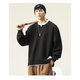 KXKE spring heavy cotton men's long-sleeved T-shirt loose large size American trendy brand casual Henry collar bottoming shirt sweatshirt black 4XL recommended 170-185Jin Jin equals 0.5 kg