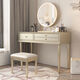 Fantasy American light luxury bedroom dressing table modern simple small apartment desk dressing table integrated champagne color dressing table + stool 90*45*80