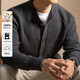 100% wool winter thickened men's cardigan button cardigan pocket 5108 dark gray L