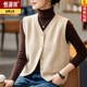 Hengyuanxiang fashion age-reducing wool knitted vest for women spring and autumn new temperament single-breasted cardigan sleeveless top vest khaki 2XL recommended 120-130