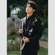 DK high-end men's new Chinese style national style embroidered suit suit male groom wedding dress suit jacket business suit black jacket + pants XS (100-120Jin Jin equals 0.5 kg)