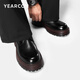 Yierkan men's shoes fashion trend business derby shoes thick sole heightening casual shoes 96152W black 40