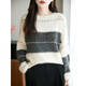 La Chapelle French-style fine glitter striped sweater for women 2025 autumn and winter new loose lazy warm bottoming huge good-looking sweater black XL recommended weight 115-130Jin Jin equals 0.5 kg