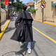 Pierre Cardin Balmacen trench coat men's mid-length autumn mature style godfather coat waisted Kensington German clerical coat black M