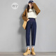 Jeans de maternidad de conejo crema Primavera y otoño 2025 Nuevo estilo de pantalones de papá de pierna recta cable informal Pantalones Harrento Harrento Denning Blue L [sugerido 105-130Jin [Jin iguala 0.5 kg]]]