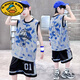 
G.DUCKKIDS children's clothing boys basketball uniform quick-drying suit children's sleeveless vest summer boys summer mid-large children's sports jersey blue 140