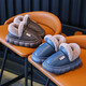 New autumn and winter cotton slippers for boys and girls, thick-soled non-slip indoor home furnishings, winter plus velvet warm cotton slippers for boys and girls, triangle T-Navy upgraded version 12 34/35 inner length 21CM