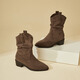 Daphne (Daphne) Retro -Pfahlstiefel für Frauen 2025 Herbst neue Frauenstiefel Casual Short Stiefel Western Denim Stiefel Khaki Single -Layer -Absatzhöhe 5cm 38 (240 mm)