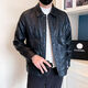 Pu leather jacket men's spring and autumn 2025 new handsome motorcycle leather jacket British yuppie style men's top black 2XL 2XL recommended weight 145-160Jin Jin equals 0.5 kg