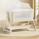 
ANGI BABY crib multi-function folding bed spliced large bed movable baby shaker newborn sleeping artifact beige [diaper table + coconut palm pad + mosquito net] crib spliced large bed mobile crib newborn