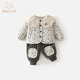 Banxidi Girls Suit Autumn and Winter Clothing 2025 New Children's Jacket Pants Plus Velvet Padded Clothes Baby Winter Children's Clothing Beige 80