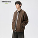 MMOPTOP old money velvet leather texture jacket autumn and winter men's handsome loose casual jacket MJK12 coffee XL