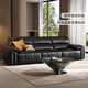 
Gujia Home Italian High Backrest Piano Key Leather Sofa Feather Filled Metal Handrail Large Sitting Deep Living Room Concerto 1381 [Knight Black] Three-person 2.77m