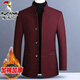Woodpecker wool woolen coat men's stand-up collar high-end top jacket autumn and winter business casual middle-aged and elderly cotton daddy wear black jacket brand special price clearance XL recommended 125-140Jin Jin equals 0.5 kg