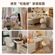 Menile cream style makeup stool Internet celebrity dressing stool home bedroom dressing table chair designer rotatable creative shell chair off-white skin-friendly towel velvet