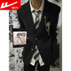 Pull back dk uniform boys preparatory school uniform adult dress a complete set of jk suit jacket couple suit suit class suit black suit + white shirt (free tie) XL