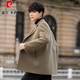Pierre Cardin Worsted Woolen Jacket Men's Short Cashmere Coat Winter New Premium Double-sided Woolen Suit Windbreaker Gray Green Worry-Free Shopping XL Weight (135-155Jin Jin is equal to about 0.5 kg)