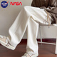 NASA BASE casual pants for men in autumn and winter new trendy brand loose sports straight pants for male students simple versatile long pants for men apricot (90% of customers choose) XL (recommended 125-150Jin Jin equals 0.5 kg)