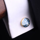 Lieshang cloisonne pattern cufflinks, French shirt cufflinks, men's cufflinks, formal business shirt cufflinks, gold palace enamel blue pattern_cufflinks