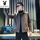 Playboy men's popular popular pu leather jacket trendy brand casual handsome motorcycle suit autumn and winter 2025 new leather jacket black M recommended 120Jin Jin equal to within 0.5 kg