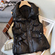 Woodpecker no-wash glossy down cotton vest for women 2025 autumn and winter Korean style short loose stand-up collar waistcoat vest black 618 black XL recommendation 120-140Jin Jin equals 0.5 kg