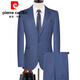 Pierre Cardin Wool Suit Men's 2025 Autumn and Winter New Middle-aged Men's High-end Business Casual Formal Wedding Suit 2601 Gray Stripe Two Buttons Bilateral Slits XL (180) - Recommended weight 145-165 Jin Jin equals 0.5 kg
