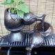Wen Shiou pottery gourd black gold flowing water style creative handmade ecological fish tank pottery pot circulating water landscaping decorative ornaments a pair of gourds (one of them has a side water inlet hole)