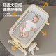 
ANGI BABY crib multi-function folding bed spliced large bed movable baby shaker newborn sleeping artifact beige [diaper table + coconut palm pad + mosquito net] crib spliced large bed mobile crib newborn