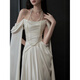 LISM International первая марка первой линии одно плечо Satin Light Sward Dress Bride Feel Super Fairy приветствуют гости с темпераментом Light Luxury Bride White S