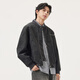 Gxg.jeans Men's PU Leather Fashion Casual Loose Baseball Collar Bomber Jacket 25th Autumn New Product Black Gray L (175)