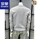 ROMON Henry Collar Gray Sweater Retro High Street Solid Color Autumn Sweater Men's Simple Design Lazy Casual Style Gray M 100-120Jin Jin equals 0.5 kg