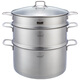 Momscook stainless steel steamer 28cm multi-layer steamer steamer 304 double-layer thickened soup steamer dual-purpose bottom height 14cm 28x14cm double-layer steamer 2 layers 28cm