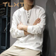TLXT spring and autumn heavyweight inner wear men's long-sleeved T-shirt loose large size American fashion brand top Henry collar bottoming shirt sweatshirt white velvet XL suitable weight 145-160Jin Jin equals 0.5 kg