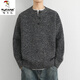 Woodpecker (TUCANO) 2025 new sweater gray American retro Henry collar sweater men's winter lazy style knitted sweater cl QCC-B111-MZ-K82 dark gray XL