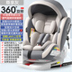 Heekin德国 儿童安全座椅汽车用0-4-12岁婴儿宝宝360度旋转ISOFIX硬接口 尊享灰(遮阳棚+上拉带+侧保护)