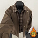 7 high-quality Maillard vintage jackets for men, autumn and winter quilted thickened fake two-piece jackets for men, outdoor lapel warm baseball uniforms NJN-AA32 Brown XL Recommended weight 125-140 Jin Jin equals 0.5 kg