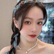 Retro braided hairband for women 2024 streamer hairband hair scarf headband one system summer hairpin headdress blue