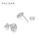 Xie Ruilin (TSL) platinum earrings square simple Pt platinum earrings women's earrings BF443 pair (about 2.0g)