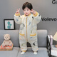 Children's One-piece Pajamas in the Wild and Wild, Autumn and Winter Flannel Thickened One-Year-Old Baby Baby Sleeping Bag, Boy's Coral Velvet Anti-Kick Quilt, Off-White 100cm