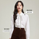 Tumando white bow long-sleeved shirt for women, high-end, luxury, age-reducing, western style, sweet workplace commuting shirt, white M