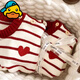 G.duck parent-child sweater 2025 autumn and winter new striped sweater for a family of three New Year's wear for a small month-old crawling suit for New Year's greetings Striped 170 Adult M