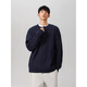 American Henry Collar Sweater Men's Autumn and Winter Cleanfit Loose Lazy Twist Knit Sweater with Bottoming Top Gray XL