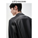 PeaceBird Men's PU Chaqueta de cuero Autumn NUEVO ATROY Jacket de hilo brillante Chaqueta de solapa de la solapa Top top de casual