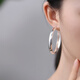 Jiuchangshi Tianyuan 999 sterling silver wide hoop earrings for women pure silver temperament large earrings birthday gift for girlfriend pure silver 999 30mm