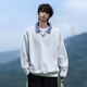 Homlean fake two-piece lapel sweatshirt autumn men's American trend versatile loose casual top HP02 hemp gray XL