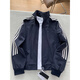 Cantu three-stripe jacket men's spring and autumn baseball uniform American stand-up collar design loose and versatile trendy tops Navy blue XL Recommended 120 Jin Jin equals 0.5 kg to 140 Jin Jin equals 0.5 kg