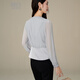 Late White New Product 2025 Autumn V-neck Temperament Top Fashionable Versatile Slim Commuting Shirt for Women Silver Gray M